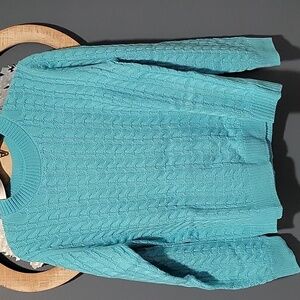 Women's Cable Knit Sweater - Blue. Size Small